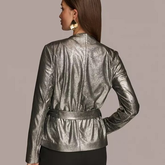 Donna Karan Women's Belted Metallic Jacket - Picture 11 of 16